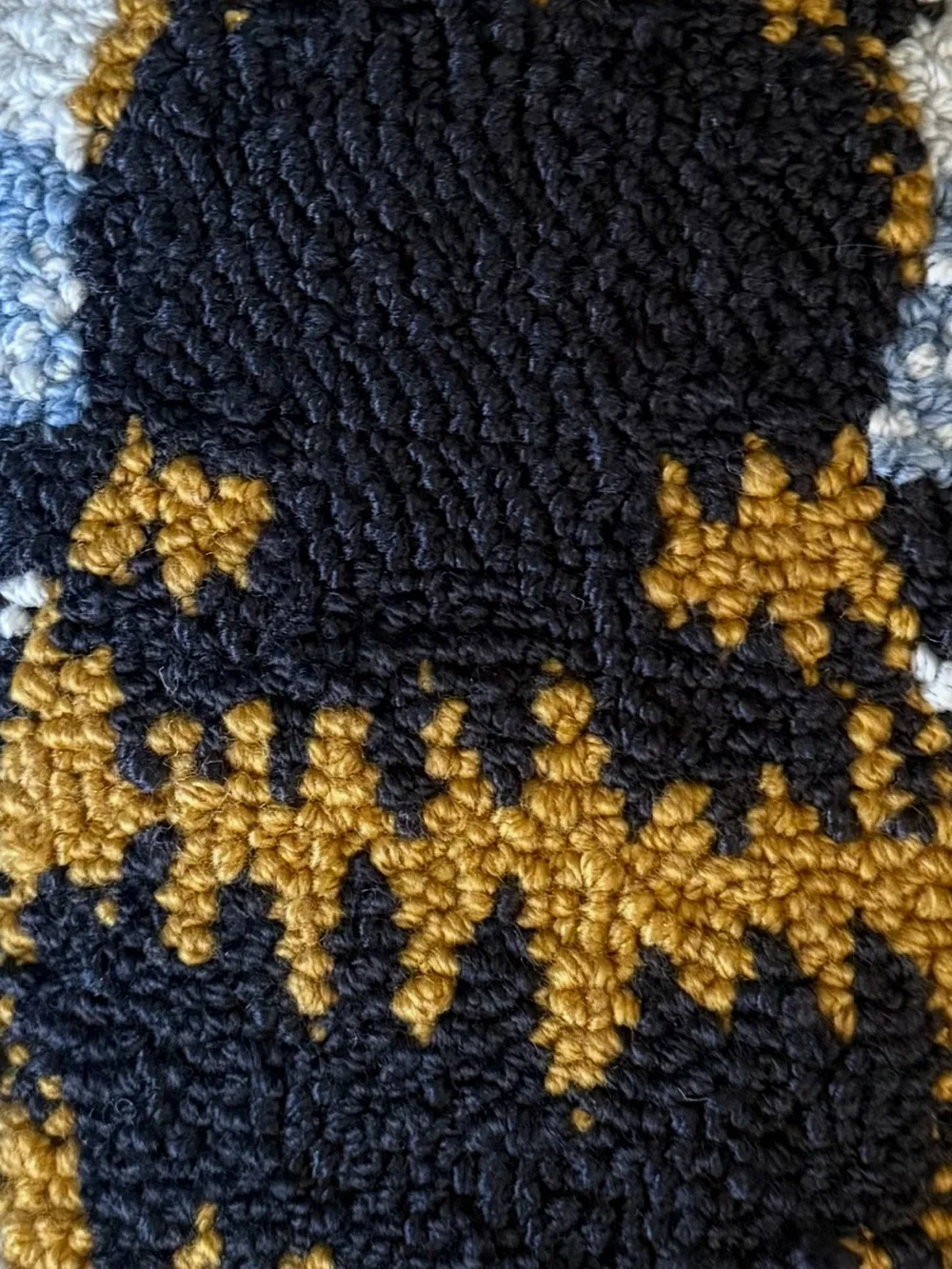 Handcrafted Bee Accent Pillow in Blue, Black & Gold